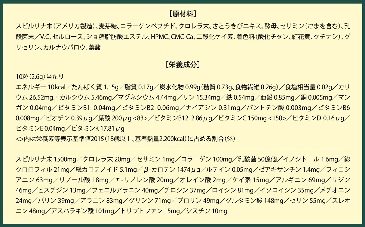 スピルリナ プラス クロレラ・ユーグレナNK粒 1000粒※　, 家族みんなで飲めるスーパーフードサプリメント